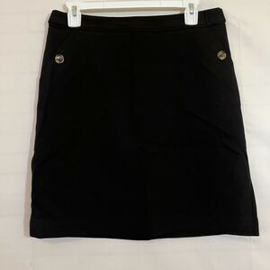 David Lawrence Ponte Tab Skirt in Black NWT Size 10 New 30" Waist Button Pockets